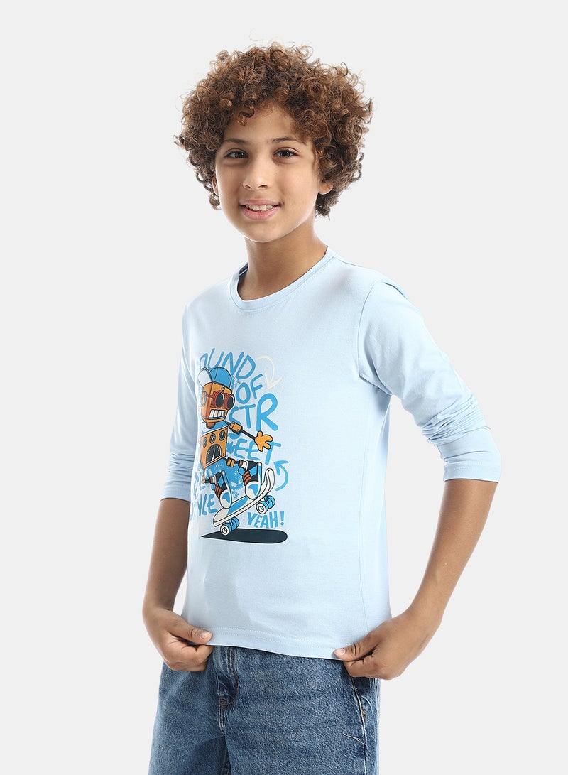 Andora Boys Printed Long-Sleeve Shirt_Sky Blue - Image 2